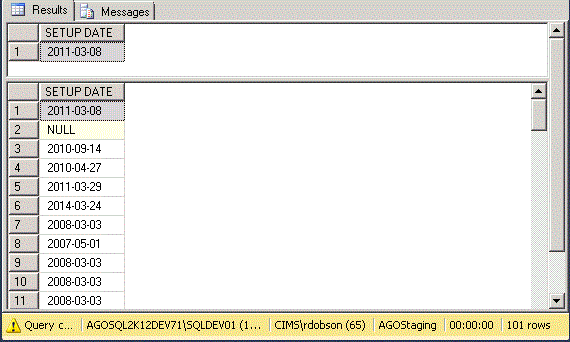 Results tab for two scripts